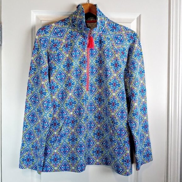 Rafaella Weekend Print Tassel Zip-Front Pullover LS Sweater - Picture 2 of 5